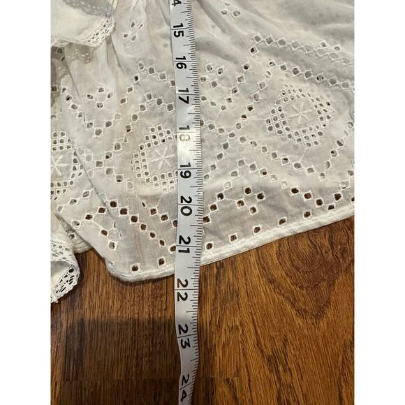 Madewell Women's Pintuck Ruffle Puff Sleeve Cotton Top – White – Size Small - Picture 7 of 8